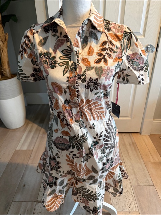 Cynthia Rowley Dresses & Skirts - Cynthia Rowley Cream Midi Dress with Pink, Green & Tan Floral Print